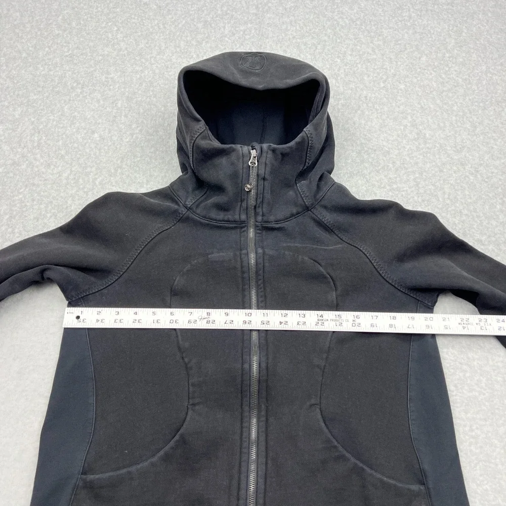 Lululemon Pleat To Street Hoodie Women's 12 Black Terry‎ Full Zip Jacket W4ICXS